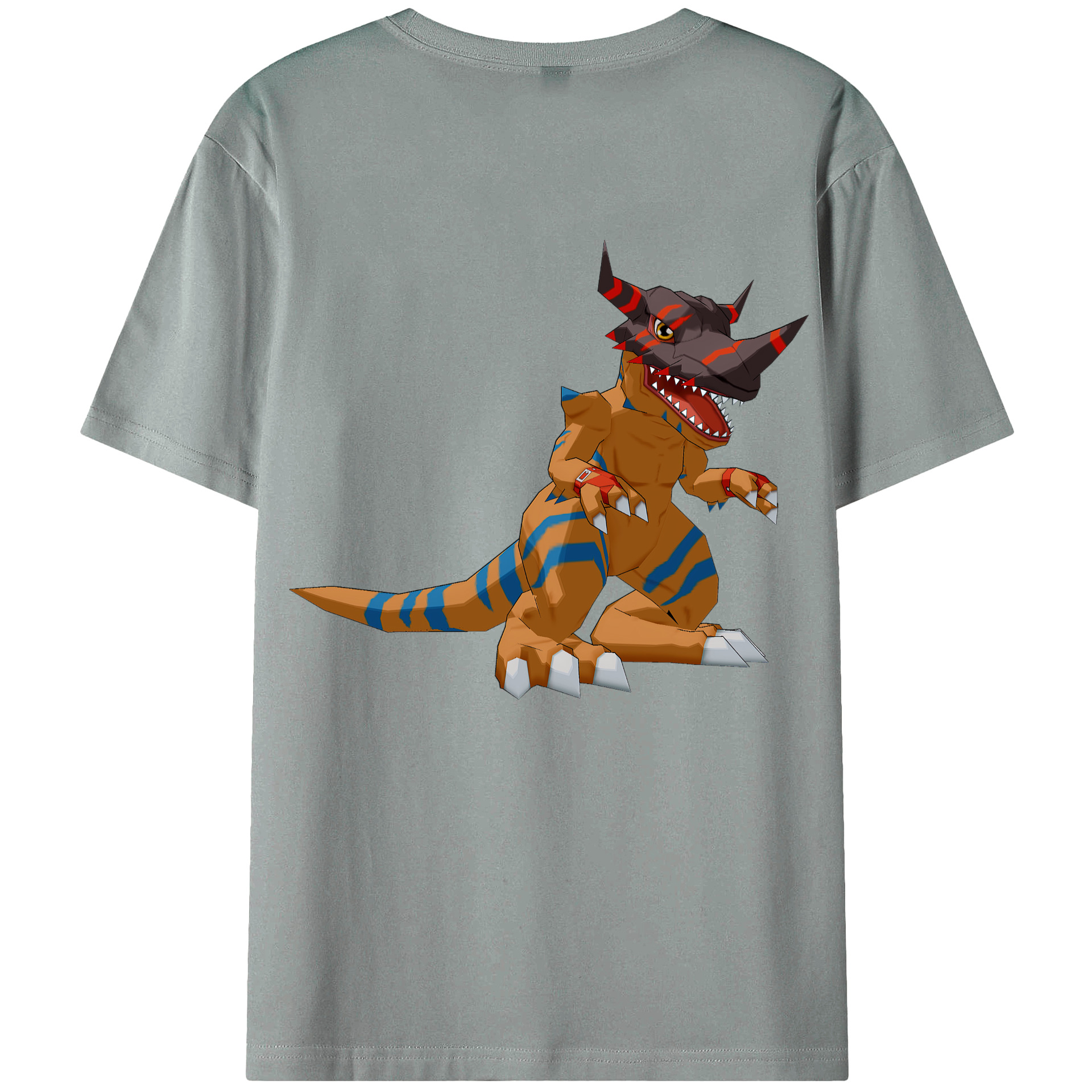 （画像用） Digimon デジタルモンスター/デジモン 綿100％ メンズ半袖Tシャツ（バックプリント） 通気性